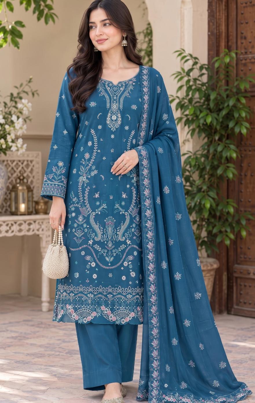 PhulKari 2286 Dhanak Unstitched 3-Piece Suit