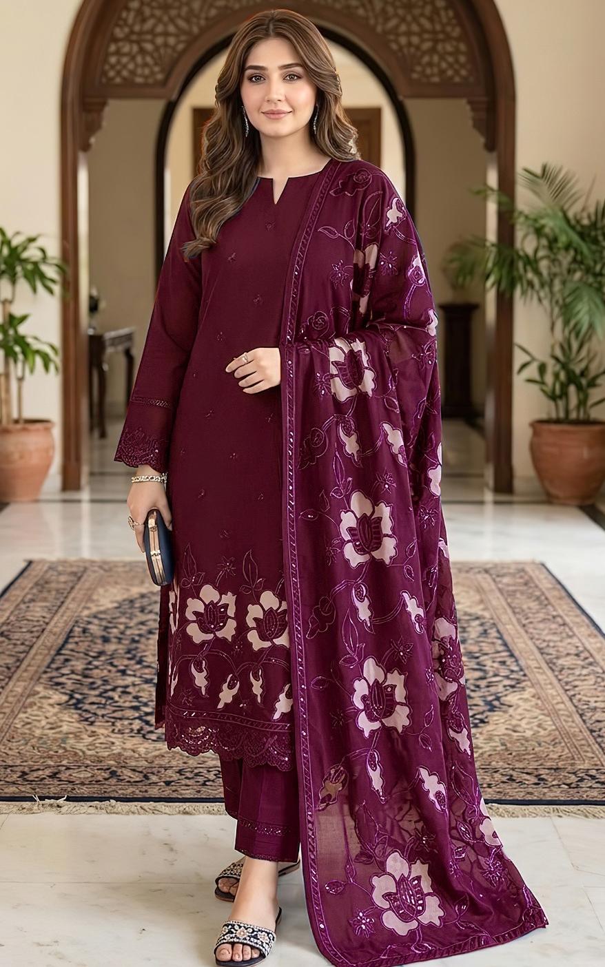 Maria B 2309 Dhanak Unstitched 3-Piece Suit