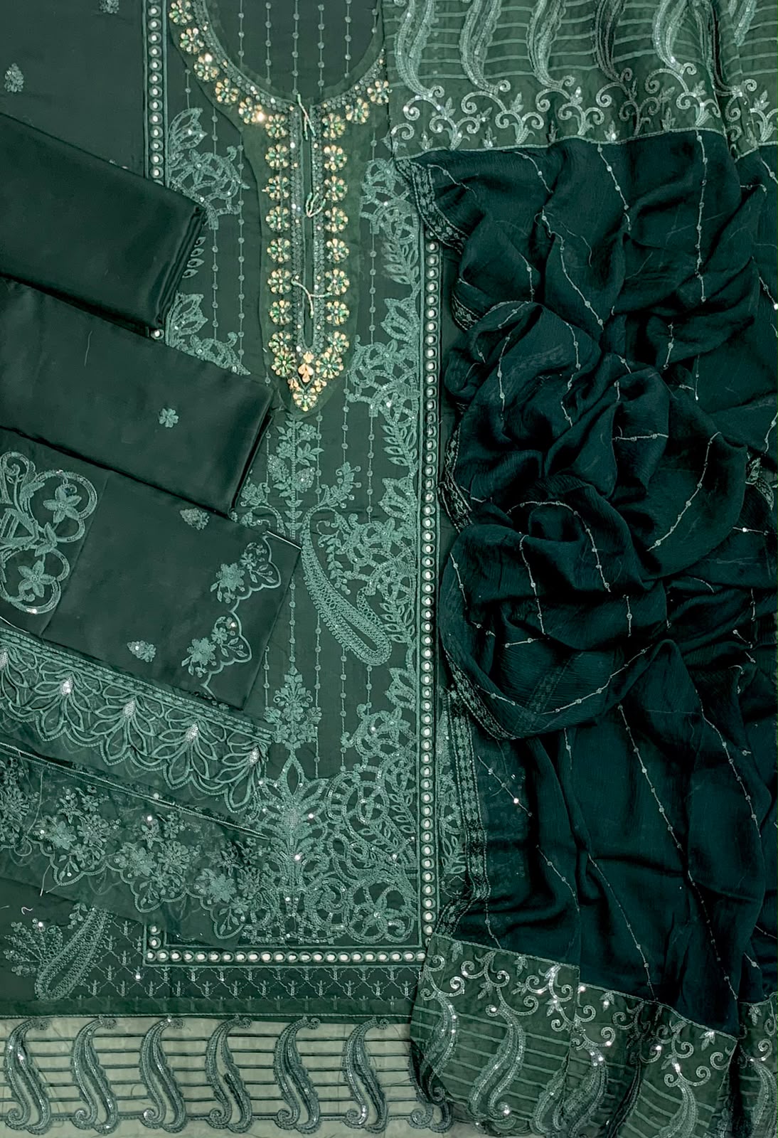 B-7013 DG Viscose Embroidered Unstitched 3-Piece Suit