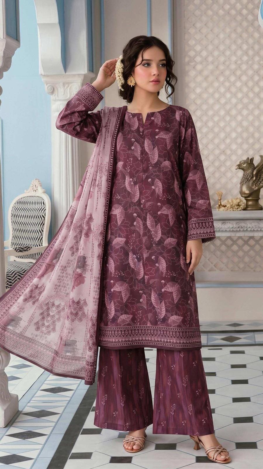 Safina Viscose 3-Piece Unstitched Suit | Digital Printed 05