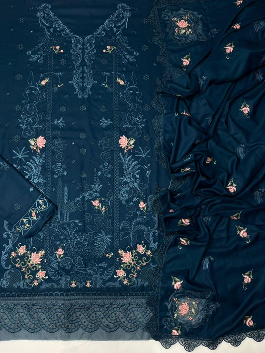 Qalamkar Dhanak Embroidered 3-Piece Suit | K-253