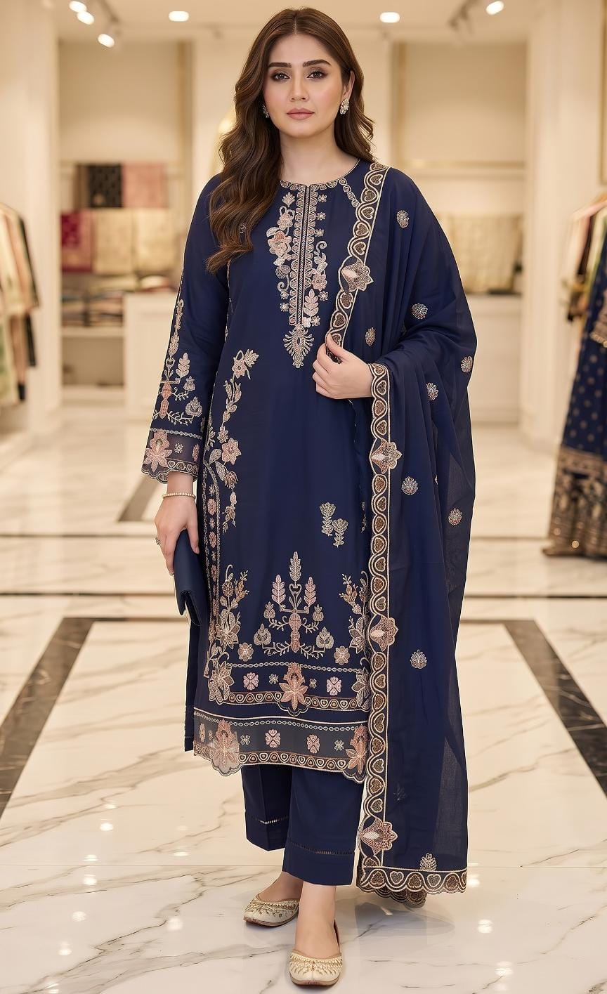Maria B Dhanak Unstitched 3-Piece Suit | Code 2229