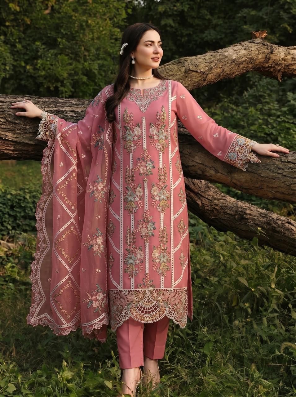 Sheen 7011-PI | Heavy Embroidered Viscose 3-Piece Suit