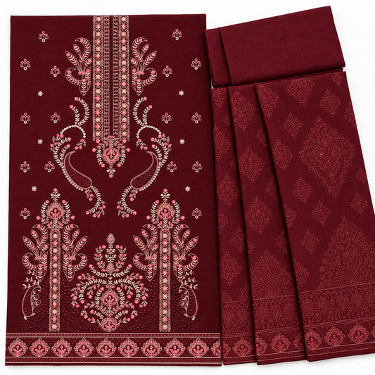 GUL AHMED 405 | Maroon Unstitched Suit