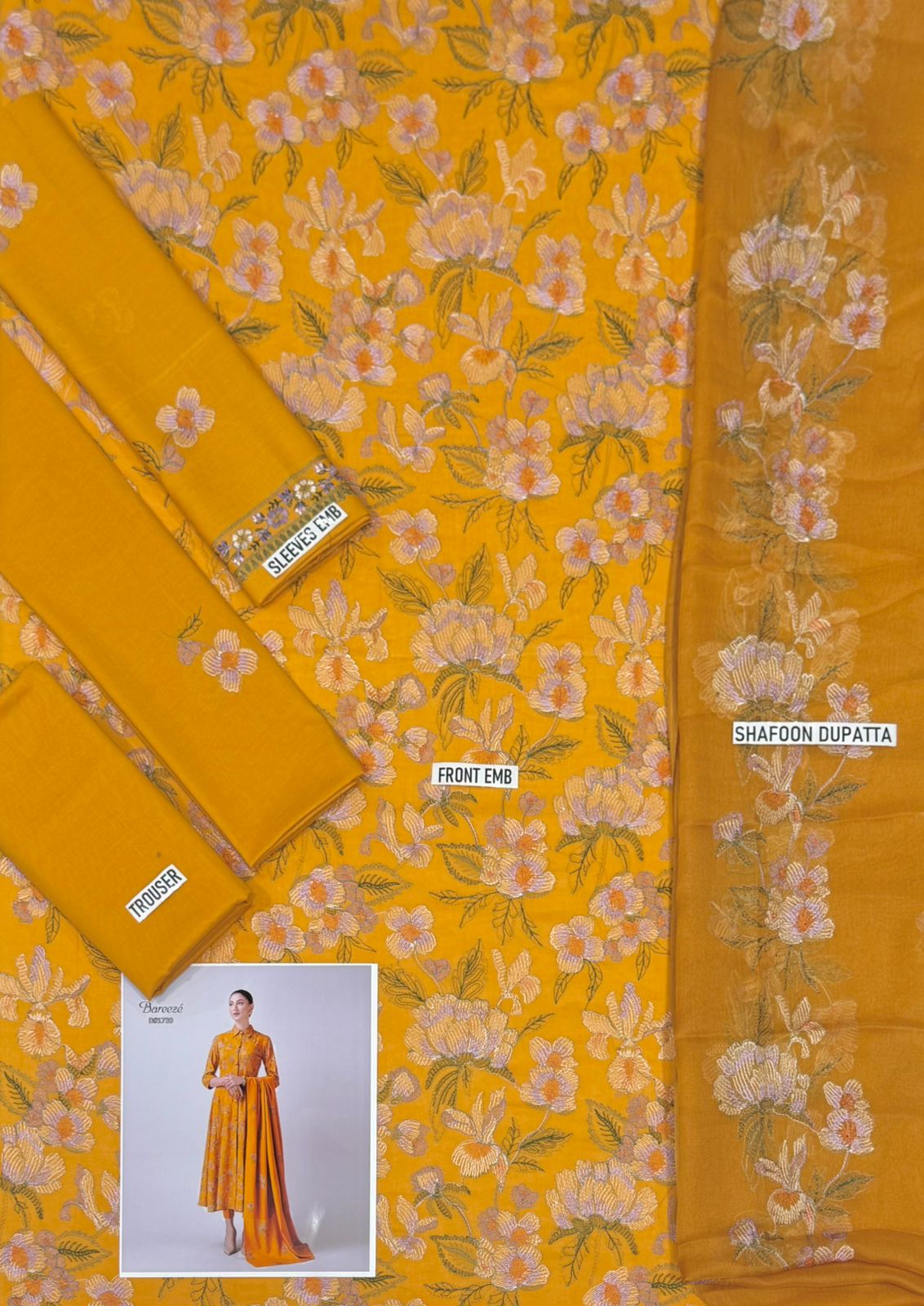 (BAREEZE LAWN 3pc (#1739)