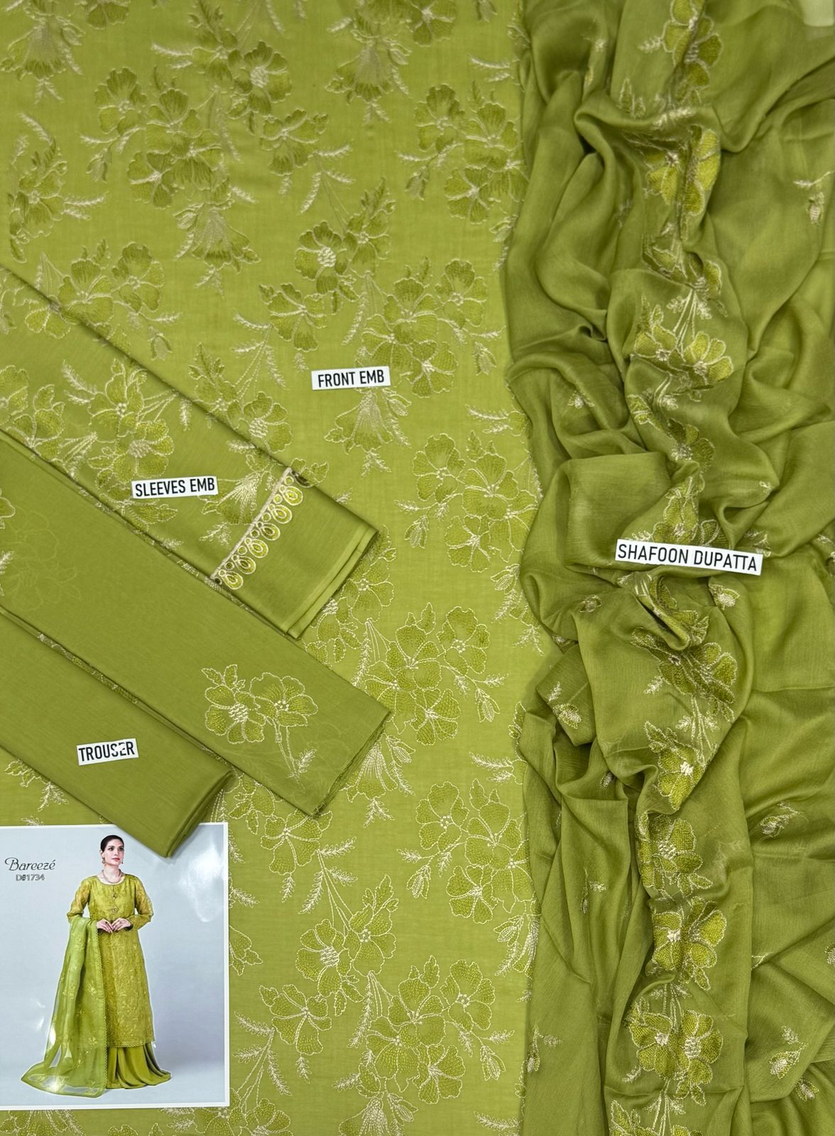 (BAREEZE LAWN 3pc (#1734)
