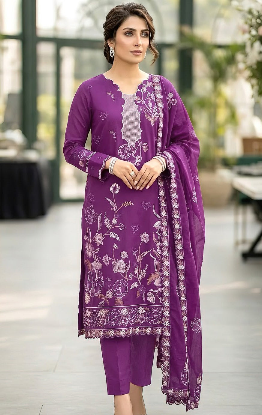 Maria B 2208 Dhanak Unstitched 3-Piece Suit