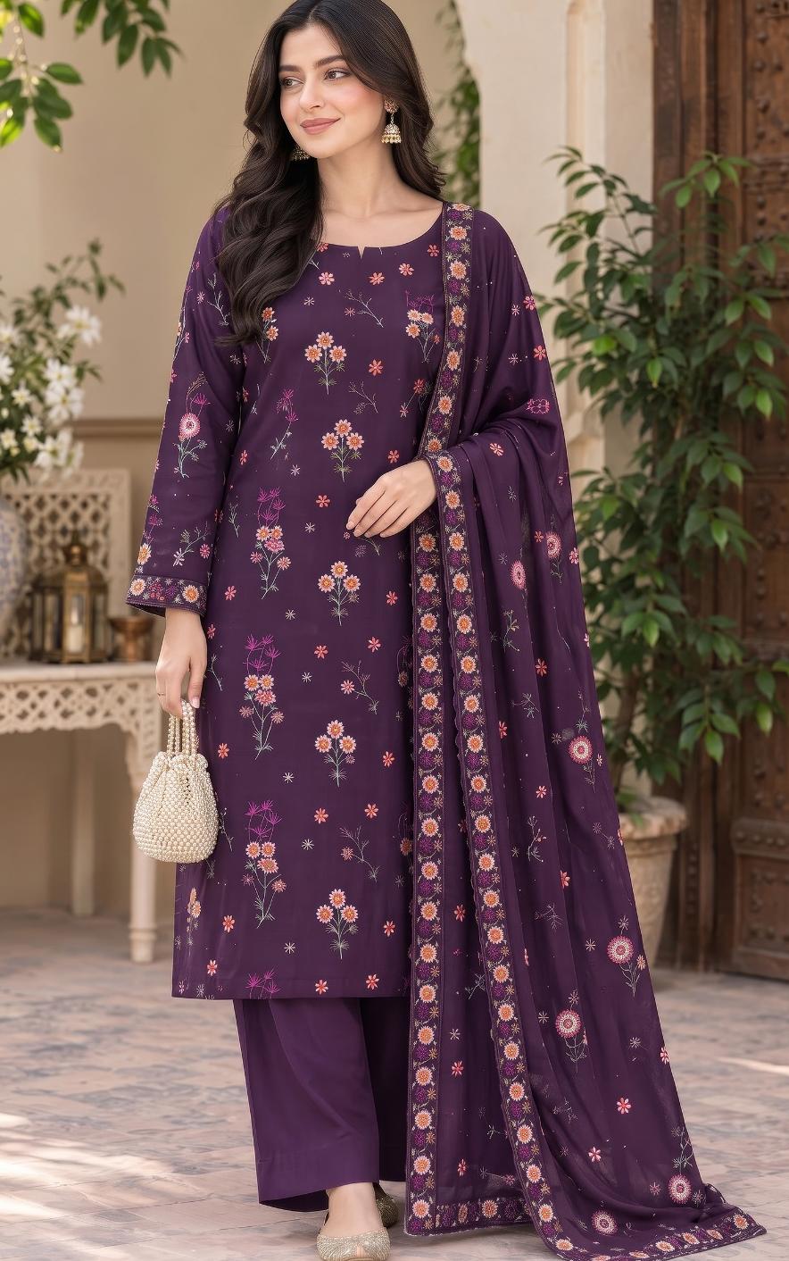 PhulKari 2284 Dhanak Unstitched 3-Piece Suit