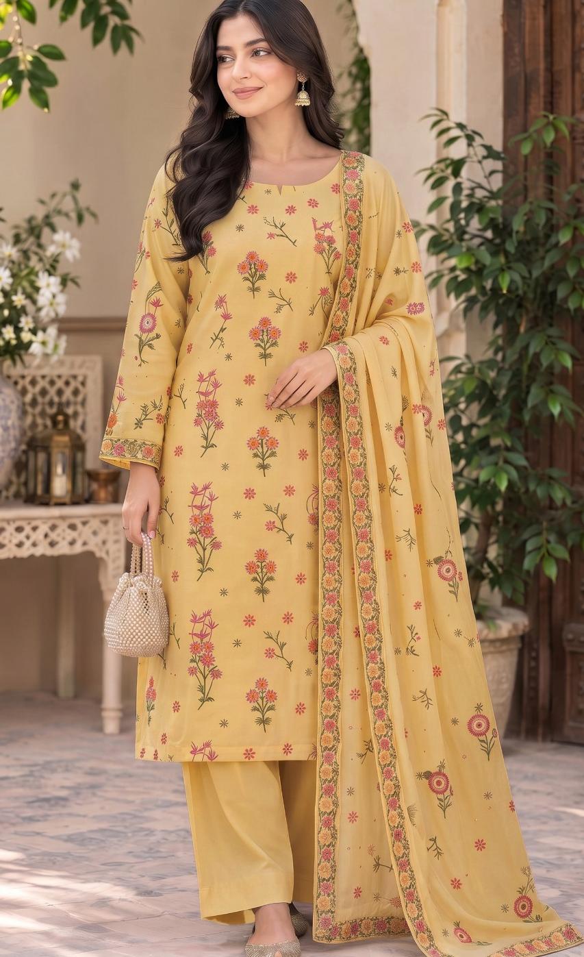 PhulKari 2287 Dhanak Unstitched 3-Piece Suit