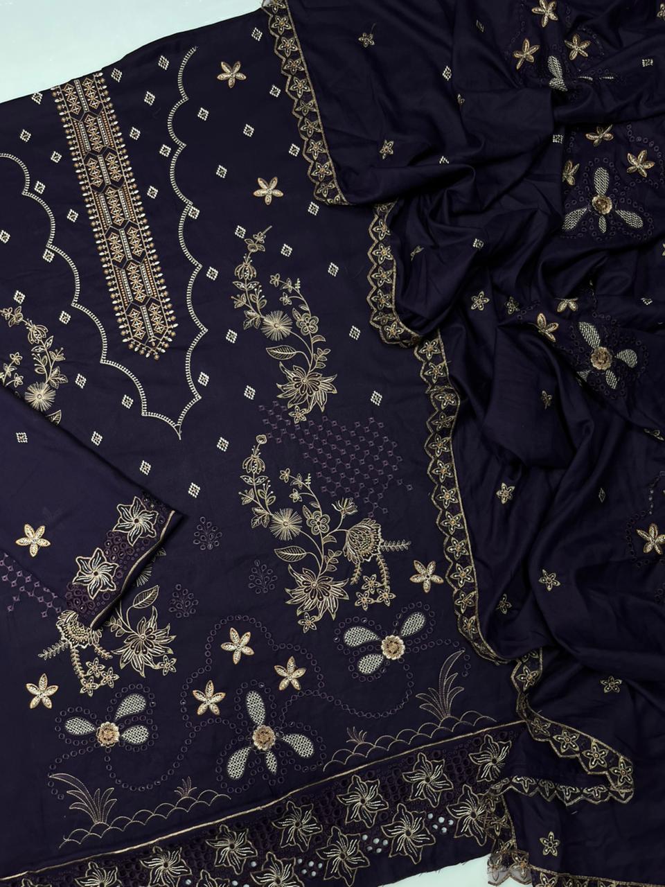 Jazmin 247 Dhanak Unstitched 3-Piece Suit