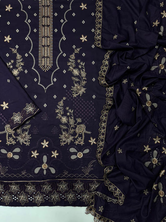 Jazmin 247 Dhanak Unstitched 3-Piece Suit