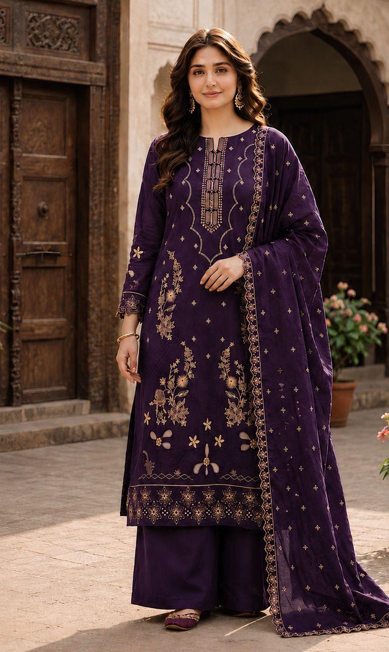 Jazmin 247 Dhanak Unstitched 3-Piece Suit