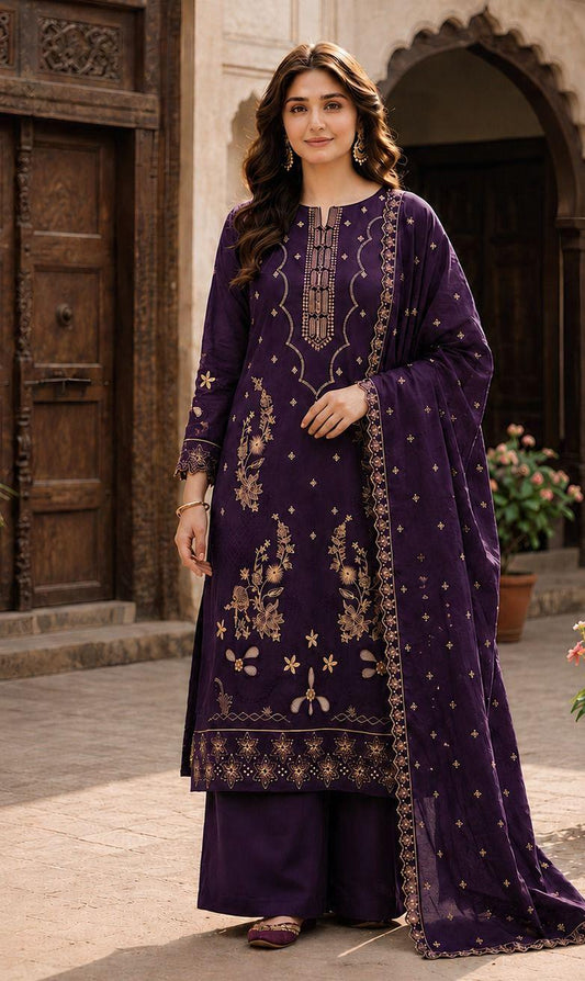 Jazmin 247 Dhanak Unstitched 3-Piece Suit