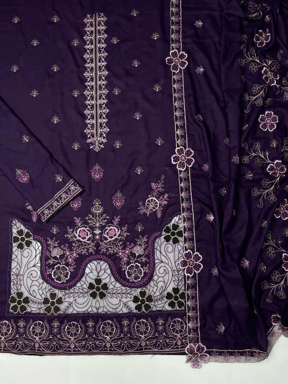 Motifz 252 Dhanak Unstitched 3-Piece Suit