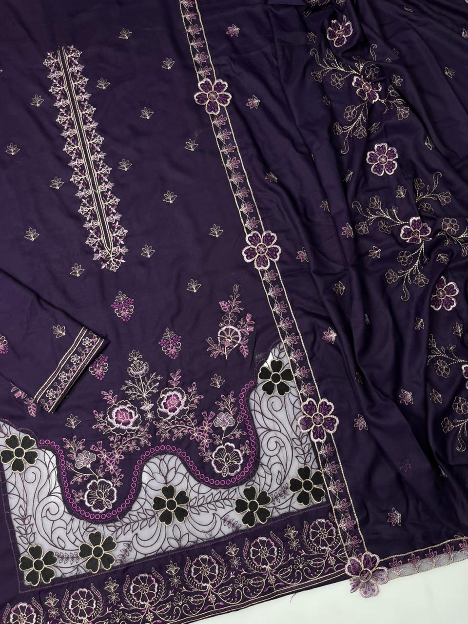 Motifz 252 Dhanak Unstitched 3-Piece Suit