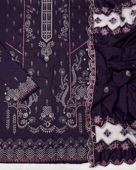 Ethnic 260 Dhanak Unstitched 3-Piece Suit