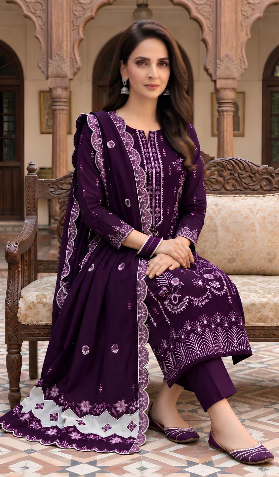 Ethnic 260 Dhanak Unstitched 3-Piece Suit