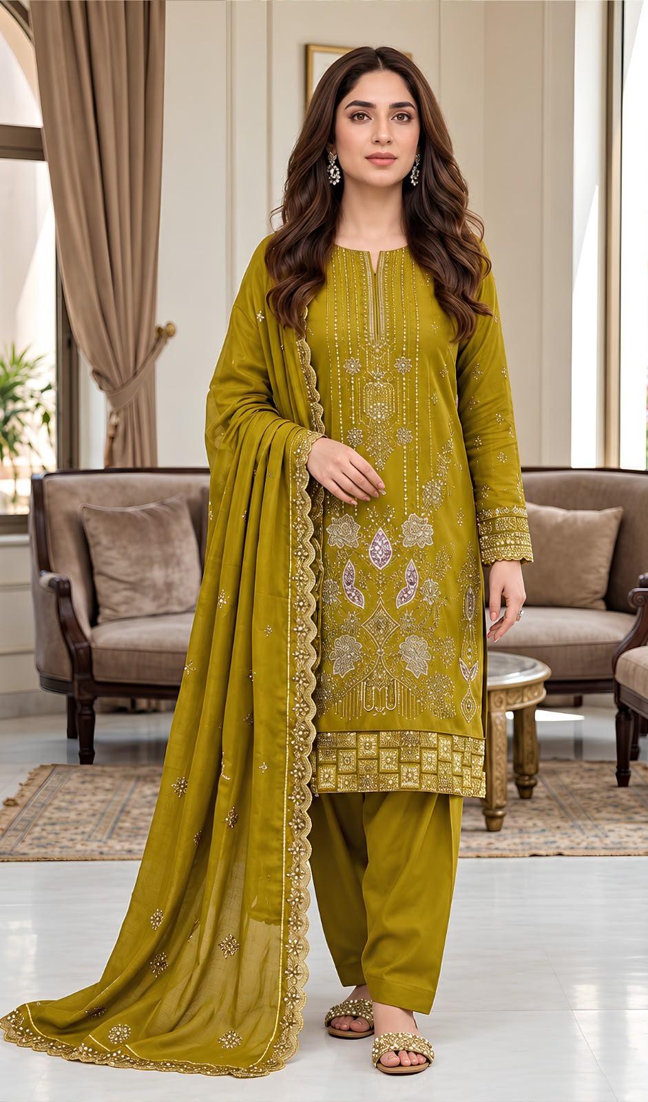 Batik 283 Dhanak Unstitched 3-Piece Suit