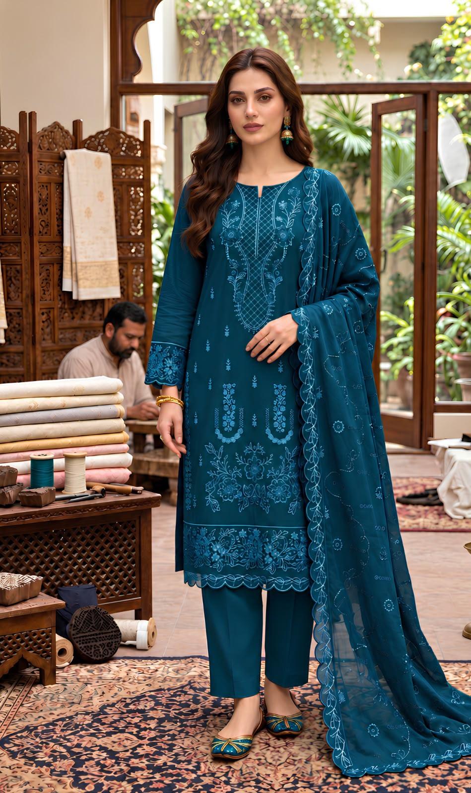 Jazmin 285 Dhanak Unstitched 3-Piece Suit