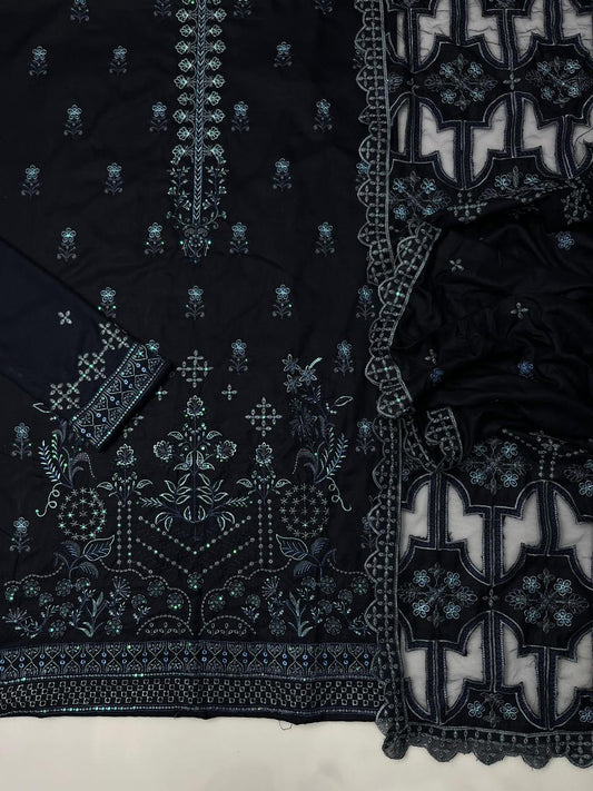 Baroque 604 Dhanak Unstitched 3-Piece Suit