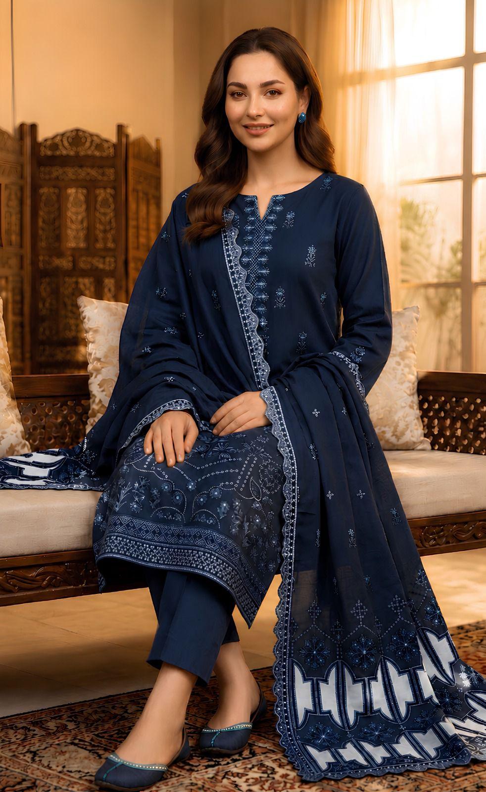 Baroque 604 Dhanak Unstitched 3-Piece Suit