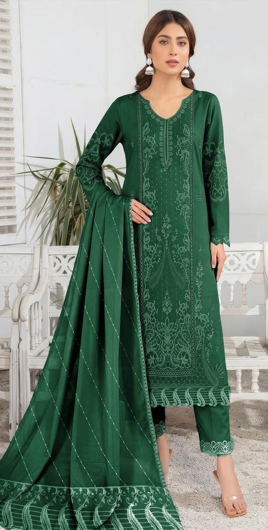 B-7013 DG Viscose Embroidered Unstitched 3-Piece Suit