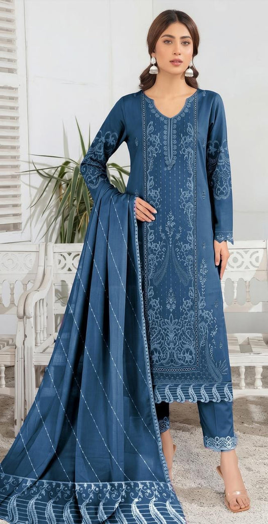 B-7013 Z Viscose Embroidered Unstitched 3-Piece Suit
