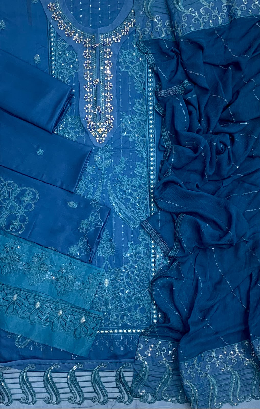 B-7013 Z Viscose Embroidered Unstitched 3-Piece Suit