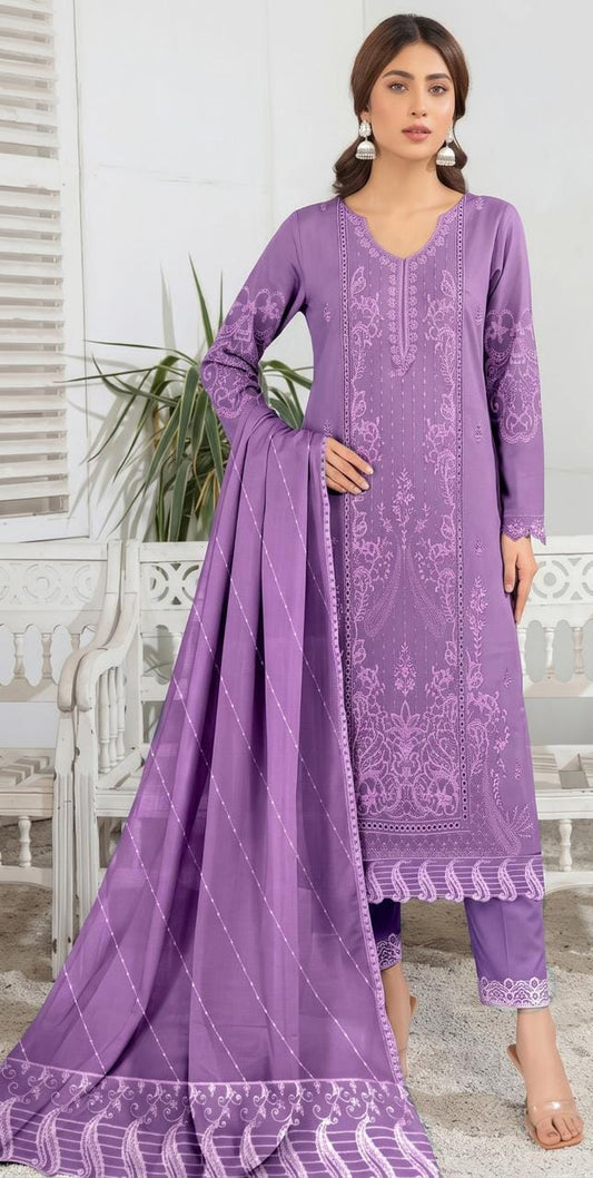 B-7013 LP Viscose Embroidered Unstitched 3-Piece Suit