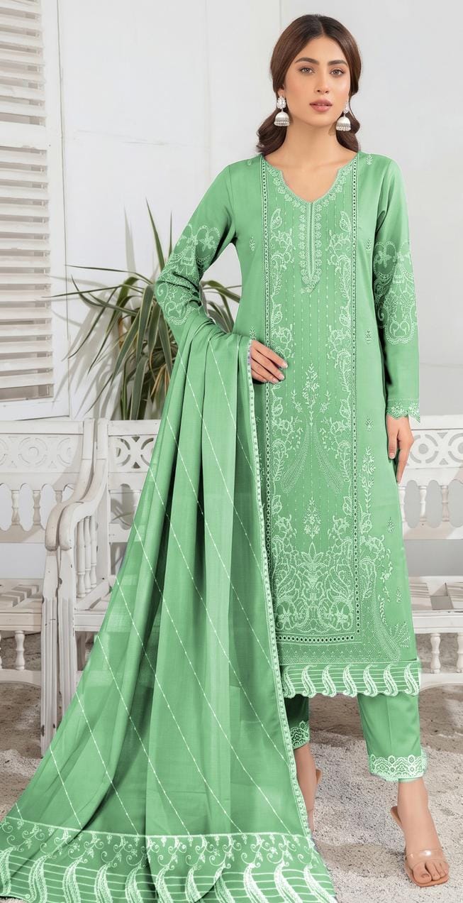 B-7013 Viscose Embroidered Unstitched 3-Piece Suit