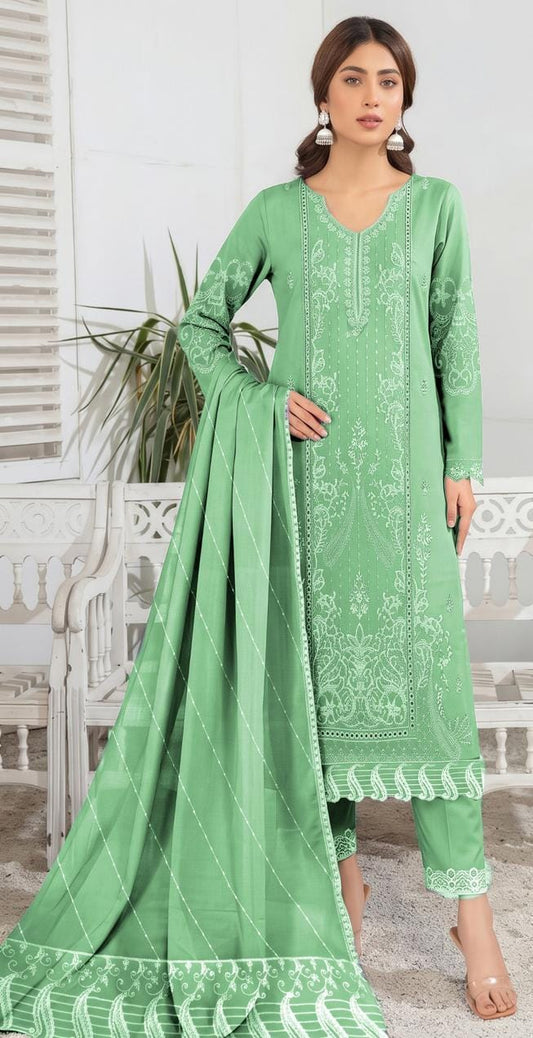 B-7013 Viscose Embroidered Unstitched 3-Piece Suit
