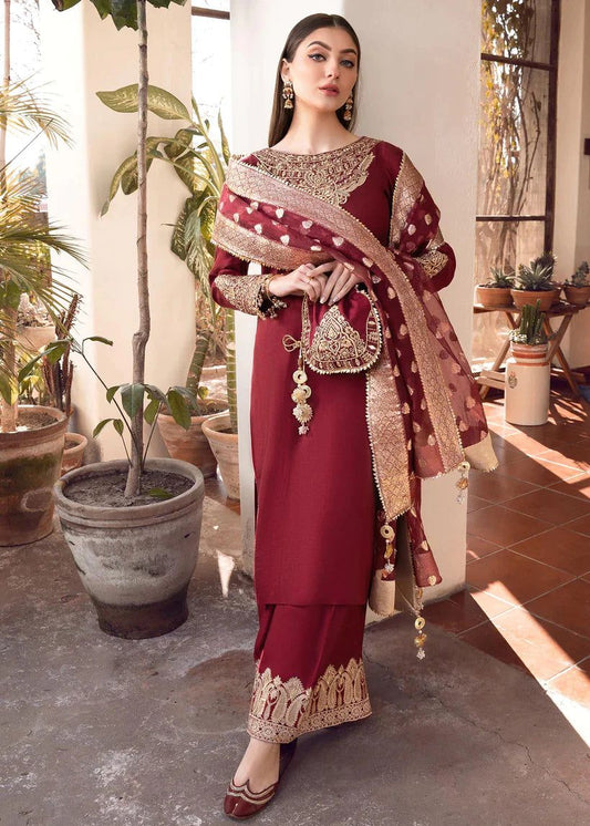 3 Pc Silk Embroidered with banarsi dupata