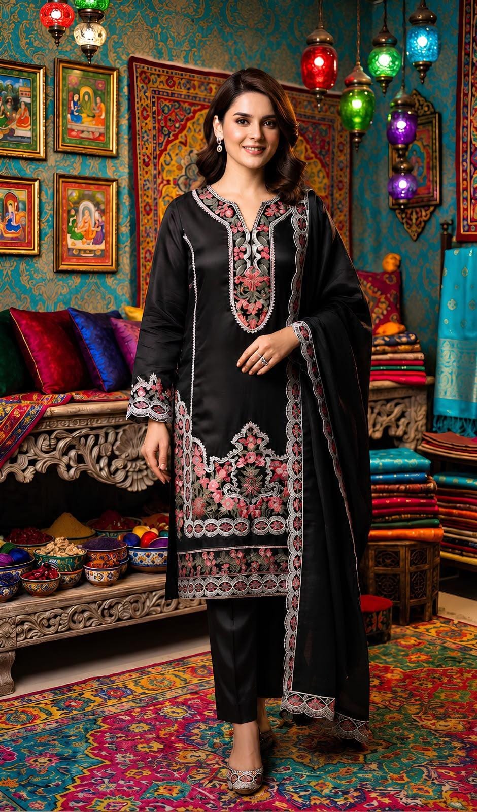Crimson Winter Dhanak 3-Piece — K 208