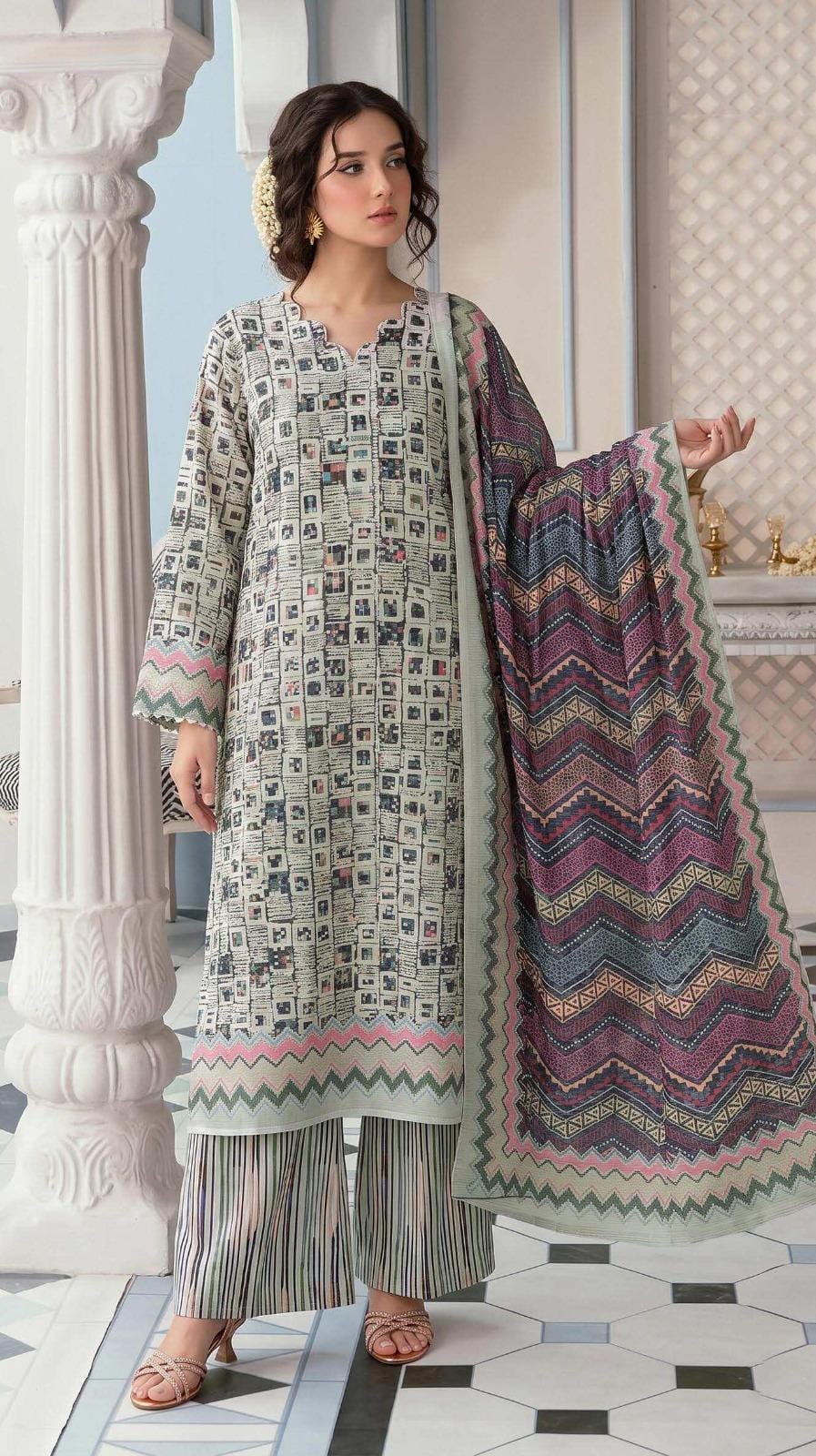 Safina Viscose 3-Piece Unstitched Suit | Digital Printed 01