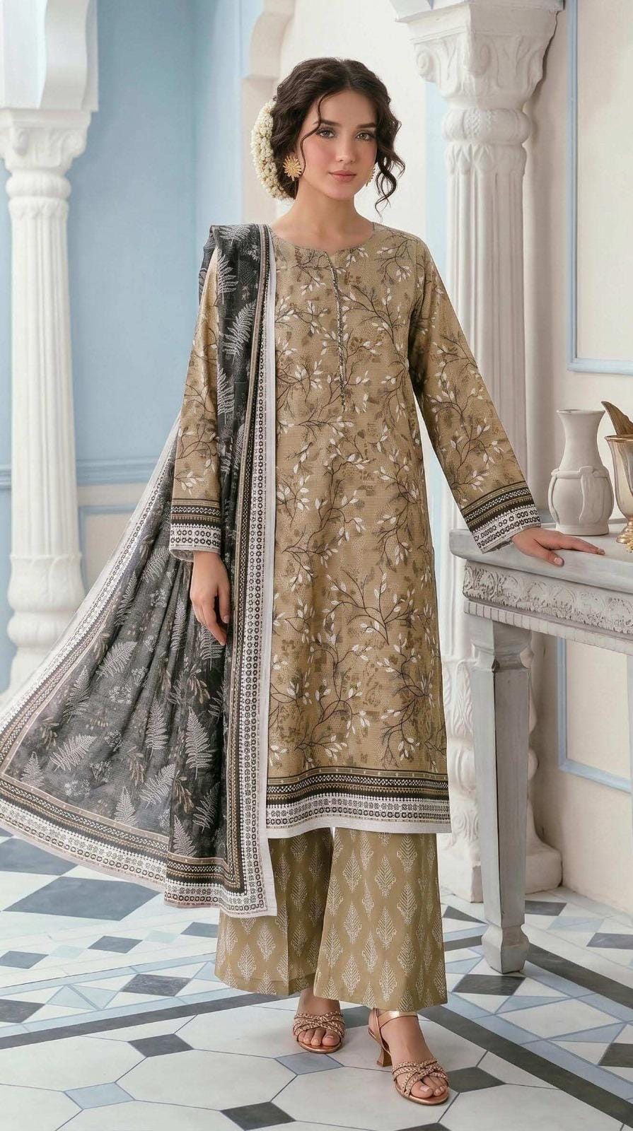 Safina Viscose 3-Piece Unstitched Suit | Digital Printed 06