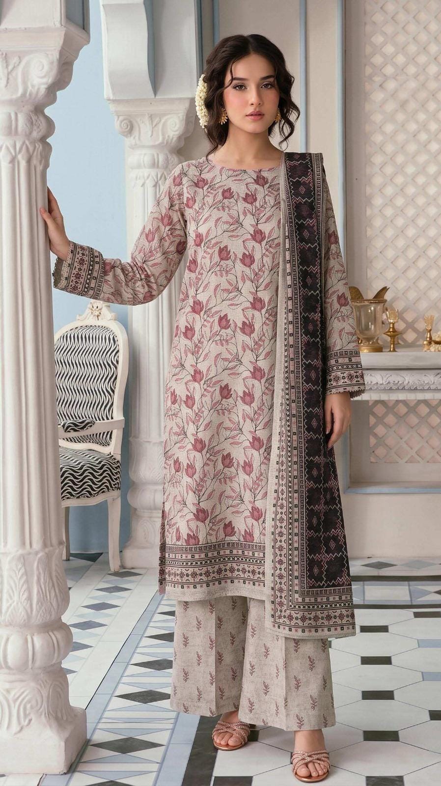 Safina Viscose 3-Piece Unstitched Suit | Digital Printed 08