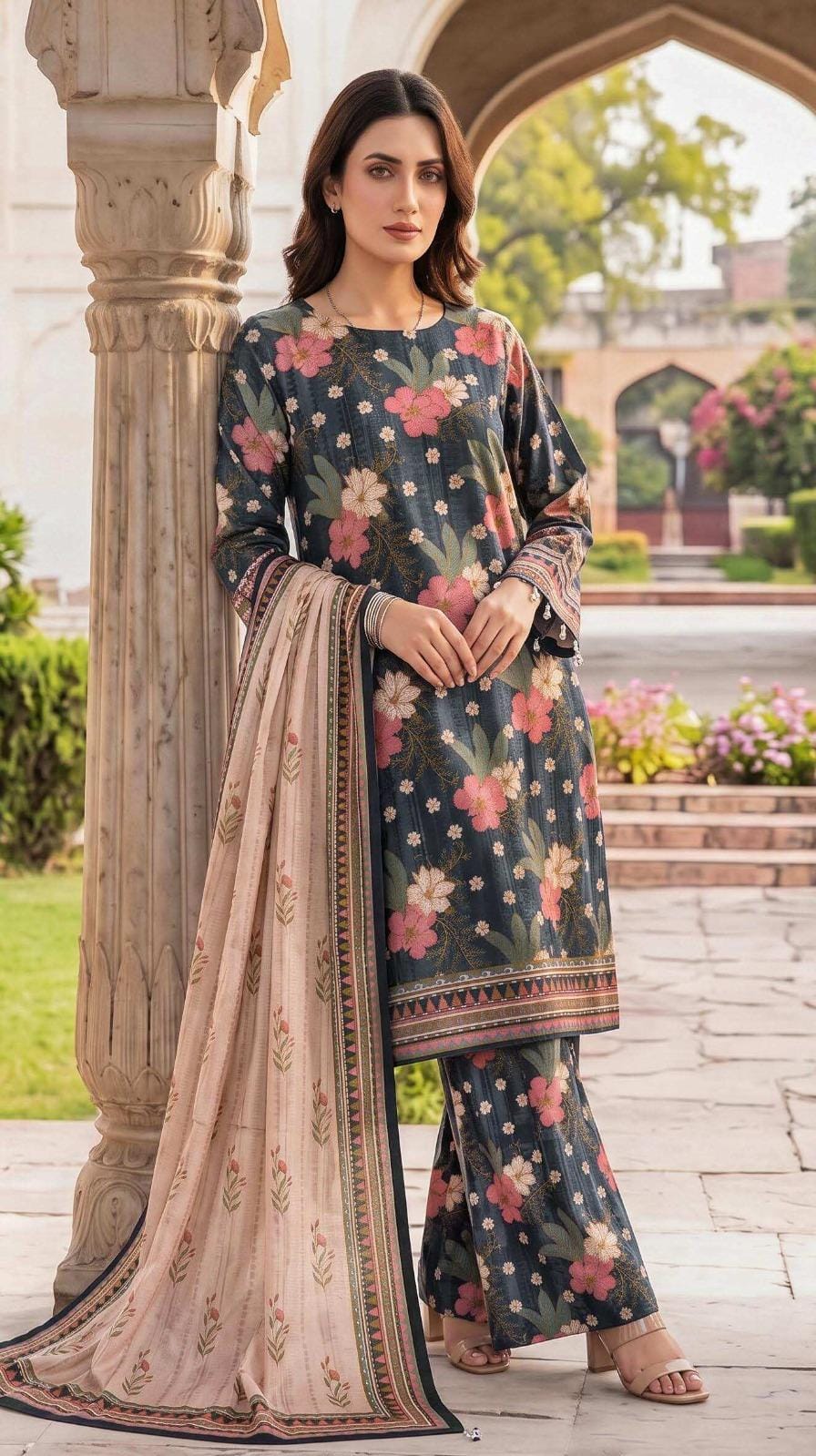 Safina Viscose 3-Piece Unstitched Suit | Digital Printed 18