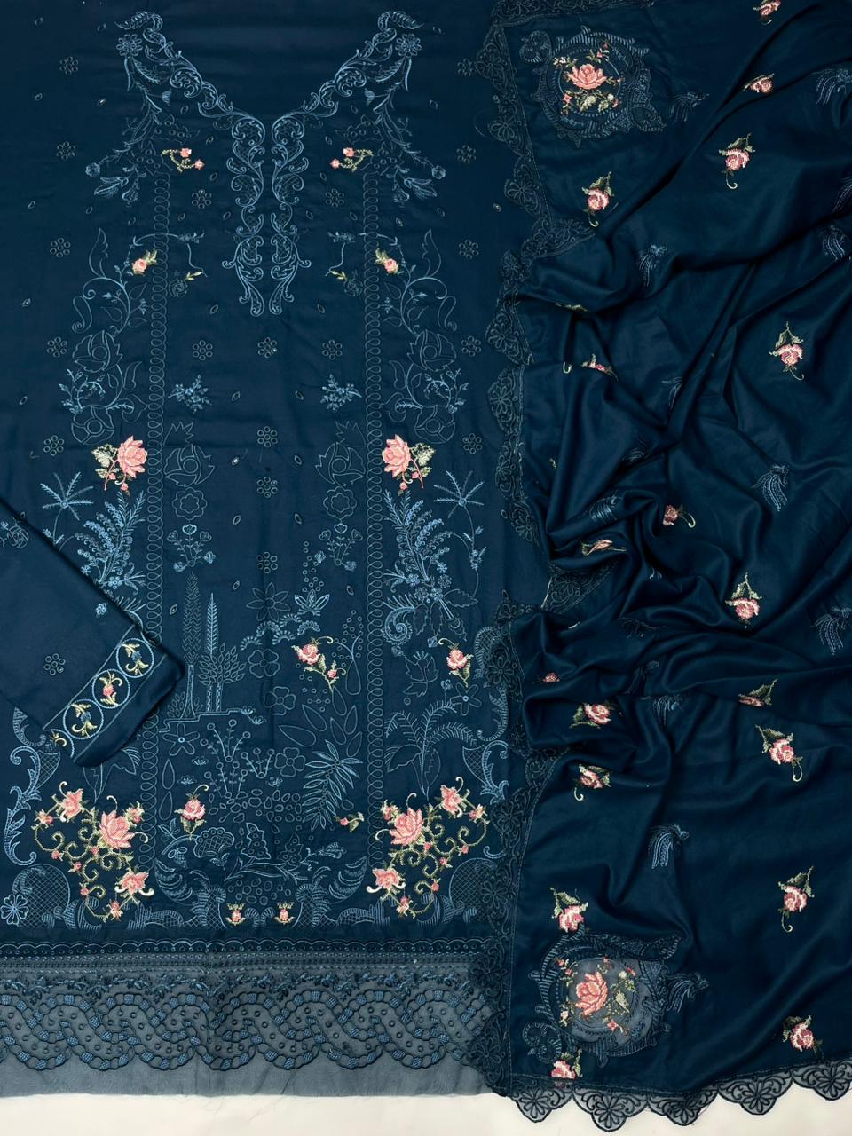 Qalamkar Dhanak Embroidered 3-Piece Suit | K-253
