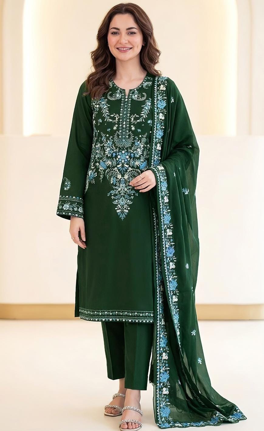 Hussain Rehar Dhanak Unstitched 3-Piece Suit | Code 2233