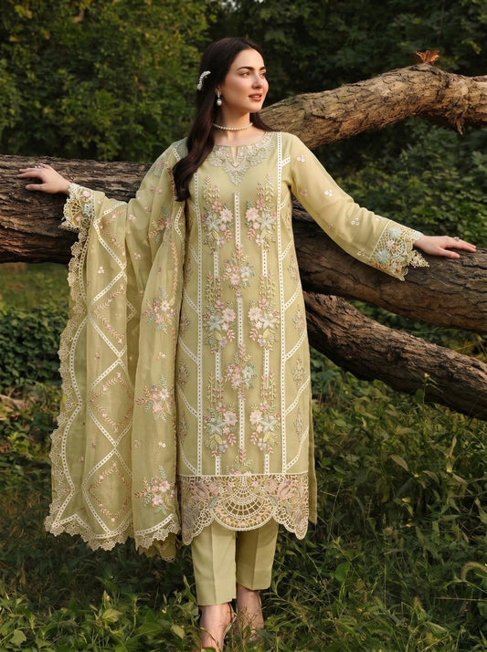 Sheen 7011-Y | Heavy Embroidered Viscose 3-Piece Suit