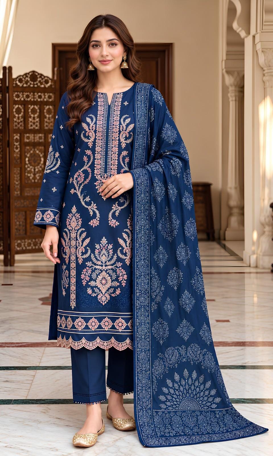 GUL AHMED 405 | Deep Blue Unstitched Suit