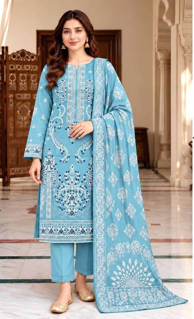 GUL AHMED 405 | Aqua Blue Unstitched Suit