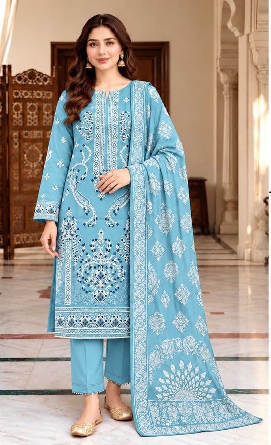 GUL AHMED 405 | Aqua Blue Unstitched Suit
