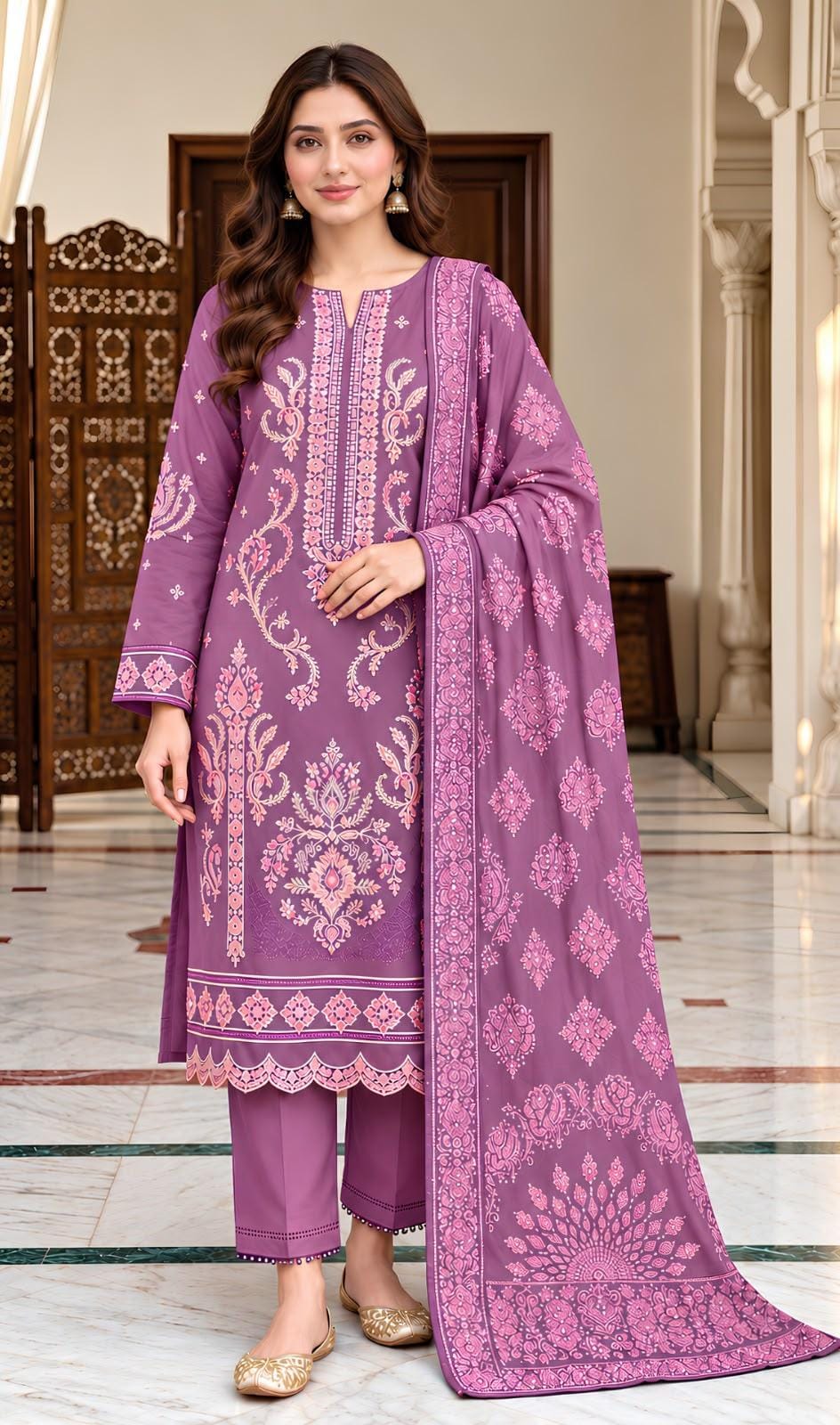 GUL AHMED 405 | Mauve Pink Unstitched Suit