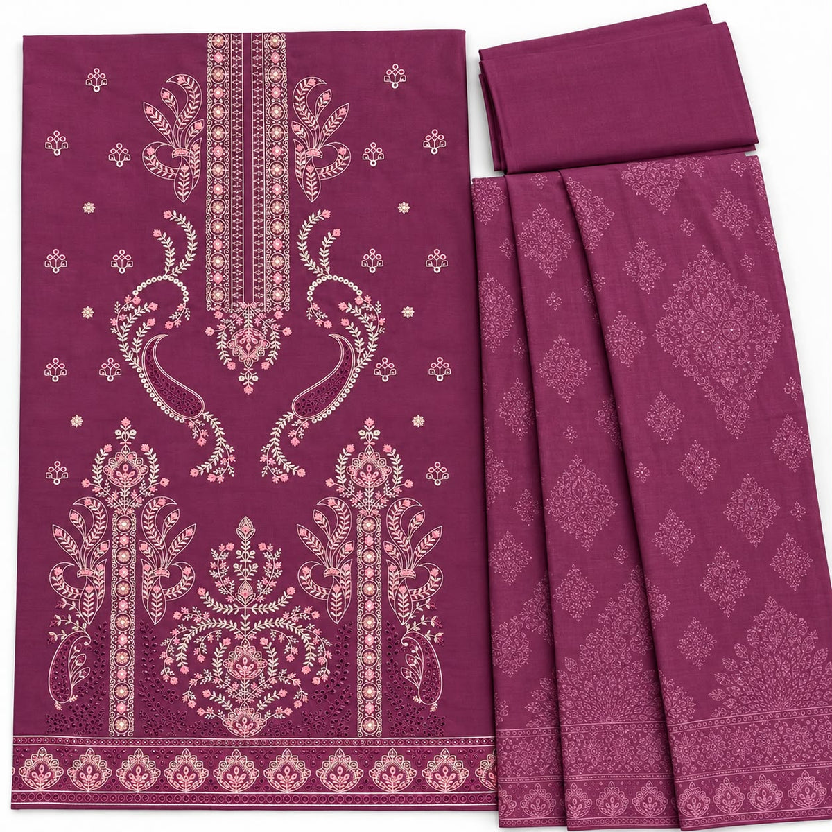 GUL AHMED 405 | Mauve Pink Unstitched Suit