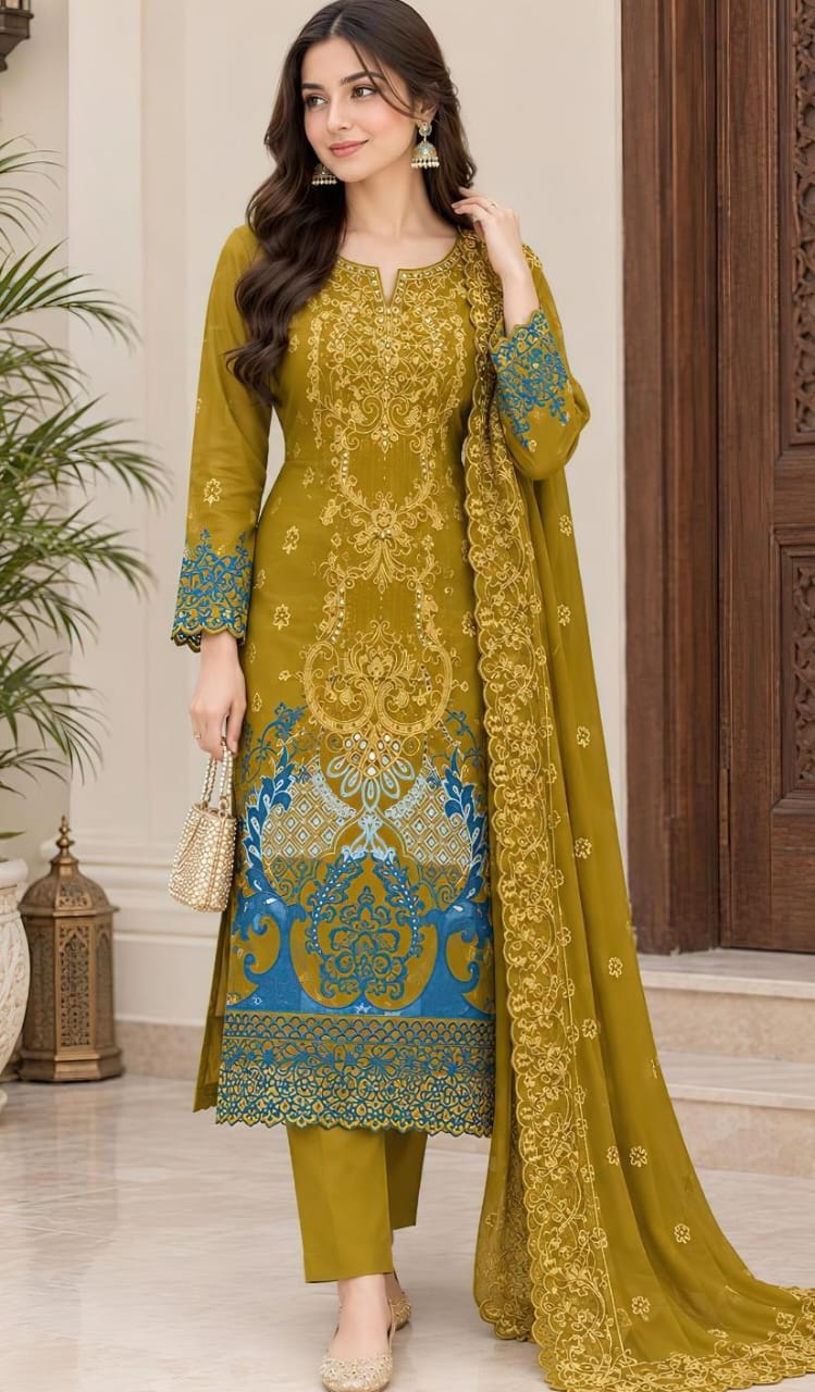 MARIA B 2358 | Mustard Dhanak Unstitched Suit